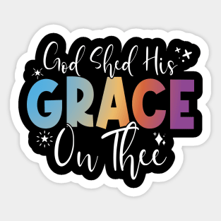 4th Of July Groovy Patriotic God Shed His Grace On Thee Sticker